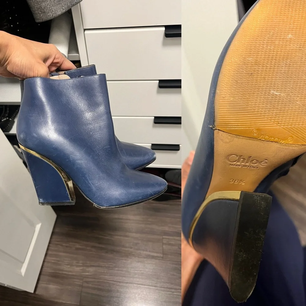 Chloe Beckie Blue Ankle Boots - Picture 2 of 5